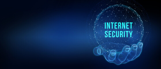 Concept of cyber security, information security and encryption, secure access to personal information, secure Internet access, cybersecurity. 3d illustration