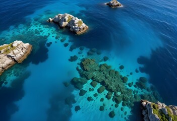 Fototapeta premium Beautiful beach scenery, high angle view of the sea