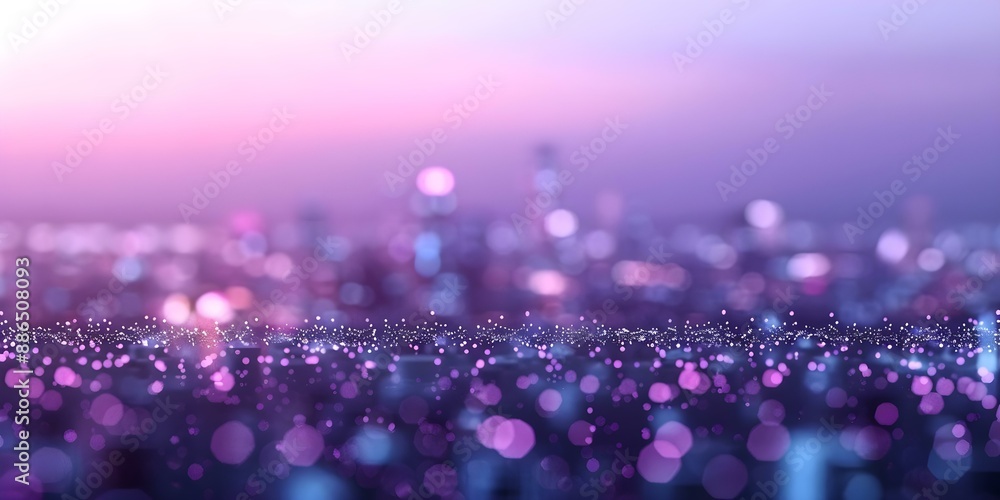 Poster interpreting the abstract smart city concept through connected dots and gradient wavy lines. concept