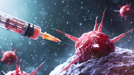 Targeted Therapy: Syringe Injects Cancer Cell with Vaccine