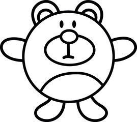 Obraz premium Adorable Cartoon Teddy Bear Outline for Coloring