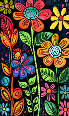 2D flower and leaf cards in various styles