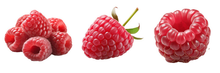 Fresh raspberries isolated on transparent background
