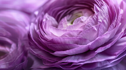 Obraz premium Close-up macro shot of a purple ranunculus flower, showcasing its delicate petals