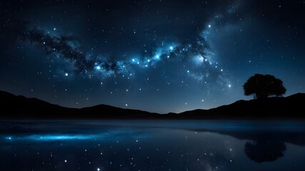 Fototapeta premium night landscape with moon and stars