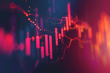 Abstract candlestick graph chart in a minimalist style, representing dynamic stock market movements with sharp contrasts and subtle gradients.