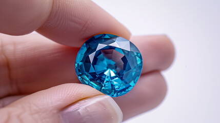 Hand with blue gem : Jewelry. AI Generative.