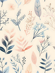 Fototapeta premium 2D flower and leaf cards in various styles