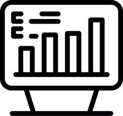 Simple icon of a desktop computer screen displaying a bar graph with increasing bars, representing positive growth and data trends