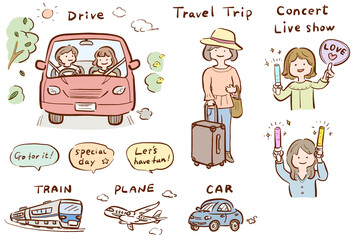 かわいい人物の線画イラストセット　カラー