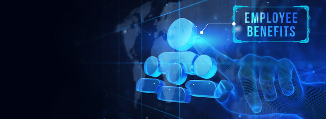 Business, Technology, Internet and network concept. Shows the inscription: EMPLOYEE BENEFITS.  3d illustration