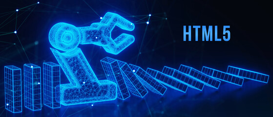 The concept of business, technology, the Internet and the network.  HTML5. 3d illustration