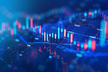 A detailed candlestick chart on a serene blue backdrop, capturing the bullish momentum in the stock market. Each candle symbolizes a strategic move in investment trading, reflecting dynamic trends.