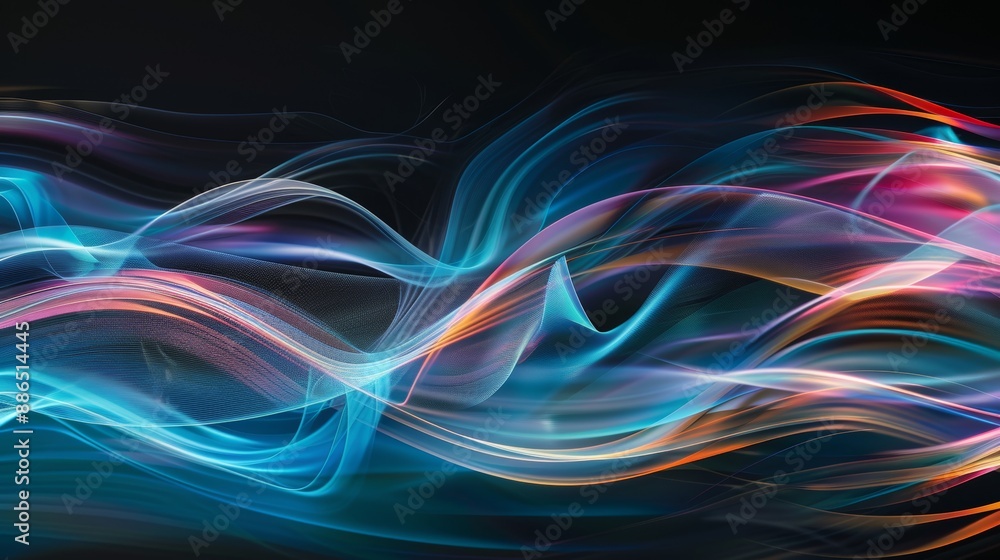 Aufkleber abstract lines forming a colorful wave pattern, evoking a sense of fluidity and movement on a dark b