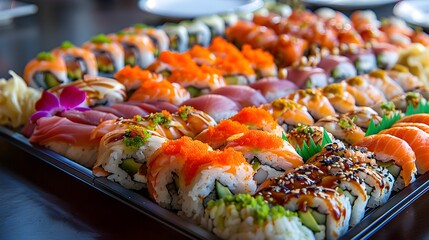Exquisite gourmet sushi platter with vibrant colors