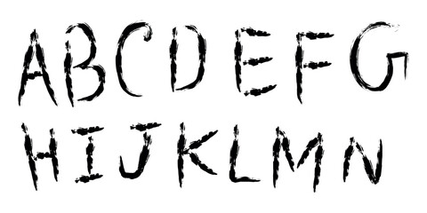 vector handwritten alphabet set of black capital letters