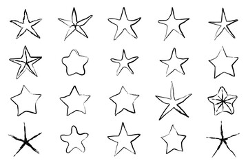 set of hand-drawn doodle stars vector illustration