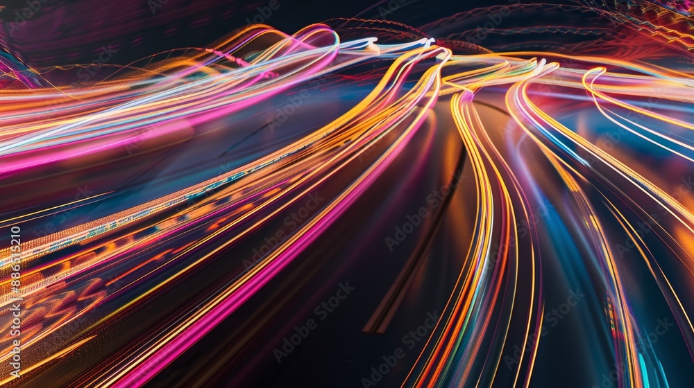 Aufkleber dynamic and vibrant display of colorful light trails in abstract background