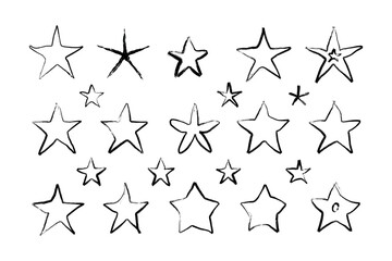 set of hand-drawn doodle stars vector illustration