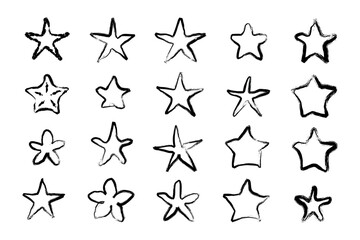 set of hand-drawn doodle stars vector illustration