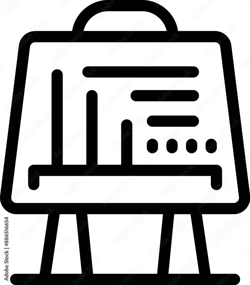 Poster icon of a flip chart showing a growing bar graph