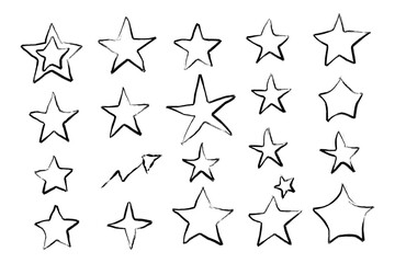 set of hand-drawn doodle stars vector illustration
