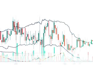 Detailed candlestick graph chart highlighting bullish trends in stock trading, simple white background enhancing visibility, perfect for analyzing market growth.