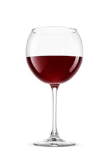 Red wine in a long stem glass isolated. Transparent PNG image.
