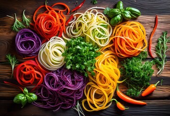 vibrant spiralized veggie colorful delicious vegetarian meal, rainbow, lgbtq, lgbt, pride, love, equality, vegetable, noodle, healthy, fresh, organic, carrot