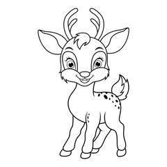 Cute Deer cartoon line art