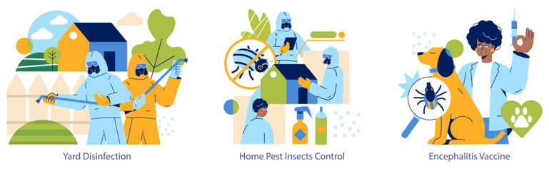 Insect Pests. Flat Vector Illustration