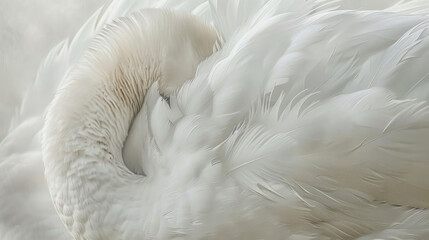 Obraz premium Intimate portrait of a white swan's serene expression and feather detail