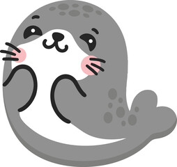 Cute cartoon seal looking happy