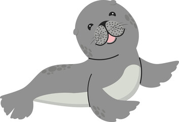 Adorable smiling seal cartoon animal