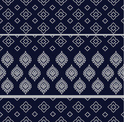 Fototapeta premium blue Line thai art seamless pattern background