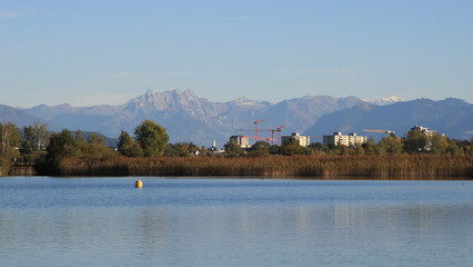 Shore of Lake Pfaeffikon, Wetzikon, town in Zurich Canton.