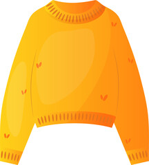 Vector orange warm wool sweater. cute cartoon autumn clothes 