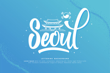 seoul lettering background vector design