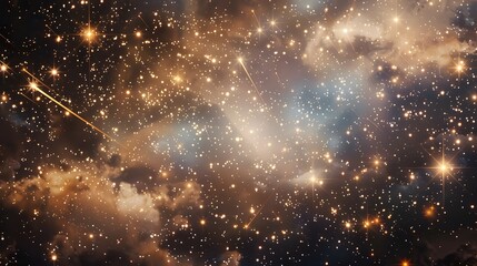 A breathtaking view of a starry night sky with shooting stars, perfect for dreamy and imaginative designs. 