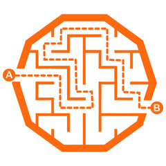 Illustration with simple labyrinth, maze conundrum for kids. Baby puzzle with entry and exit. Children riddle game.