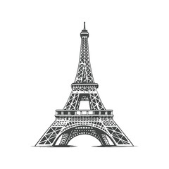 Fototapeta premium eiffel tower engraving hand drawn illustration vector