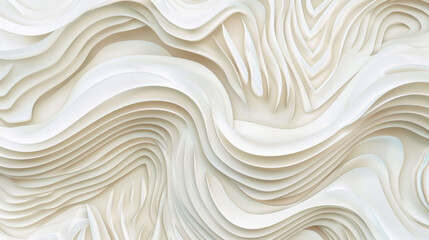 Fototapeta premium Fluid, wave-like lines in soft, monochromatic hues create an abstract, serene visual of flowing motion and layered texture.