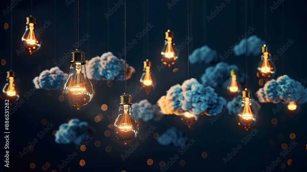 Poster a computer chip with a cloud on it. the cloud is blue and red. the chip is surrounded by a red and o
