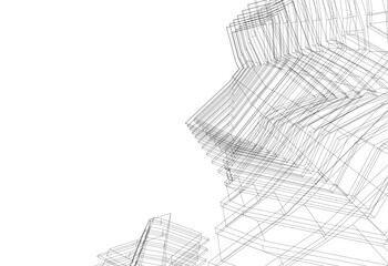 Abstract modern building. Architecture concept sketch. 