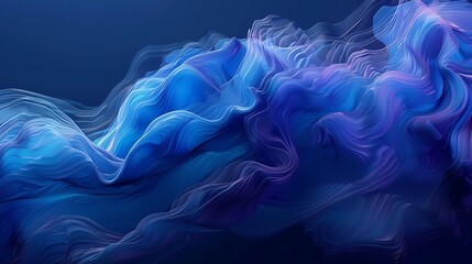 Fototapeta premium A generative AI image of a dark blue stormy wave in a minimalist, colorful style