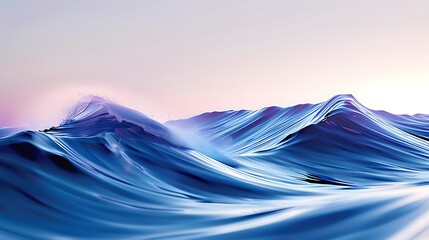 A generative AI image of a massive sea wave in rich blue, minimalist style, with soft, gradient colors