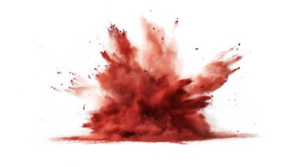 Dry Soil explosion with dirt and cloud smoke. Isolated on white background. Dirty ground abstract spread with flying particles