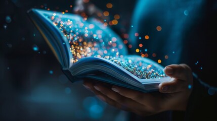 A person holding a digital transformation playbook with best practices and case studies for implementing change in organizations