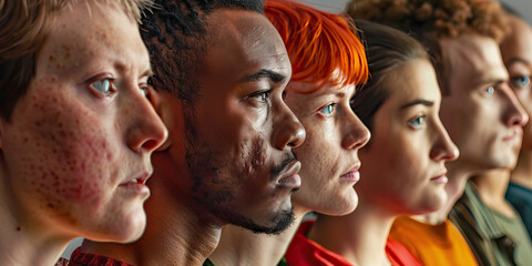 Unhindered Unity: A group of people, standing shoulder to shoulder, facing the same direction.