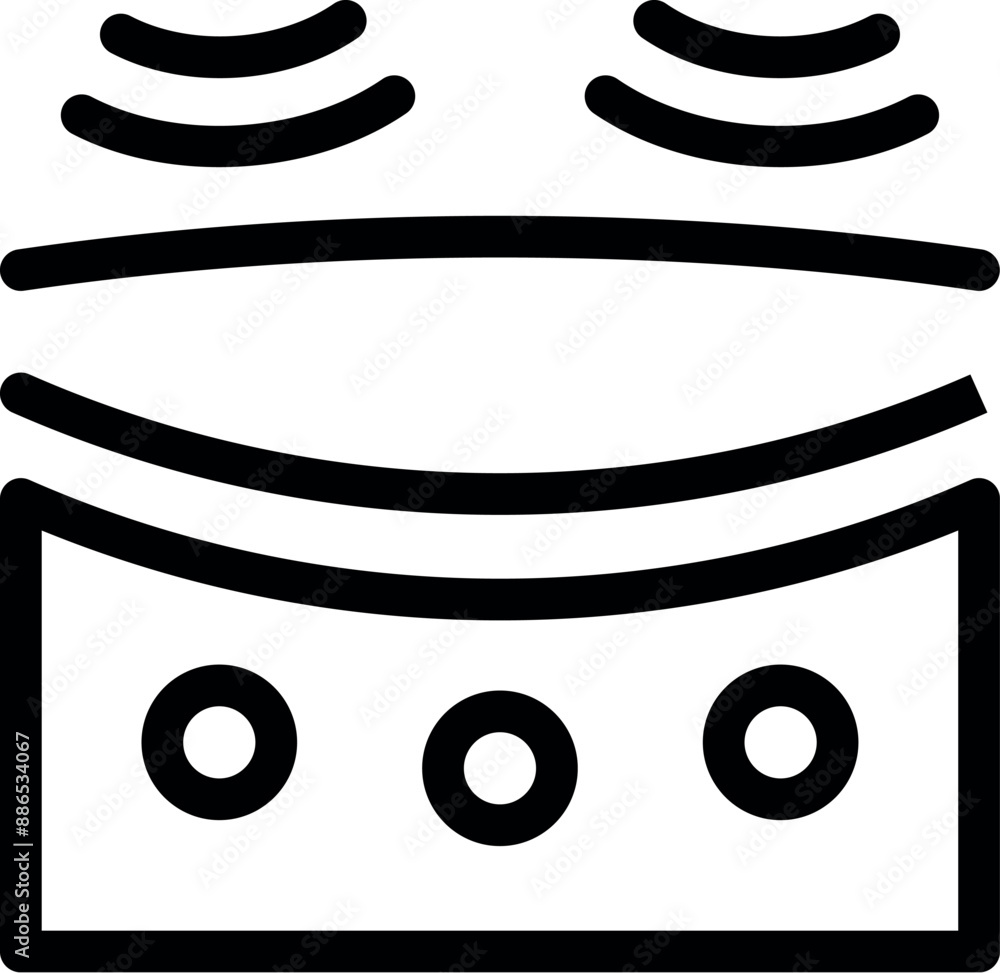 Poster simple line icon representing a motion sensor detecting movement, ideal for security and smart home 